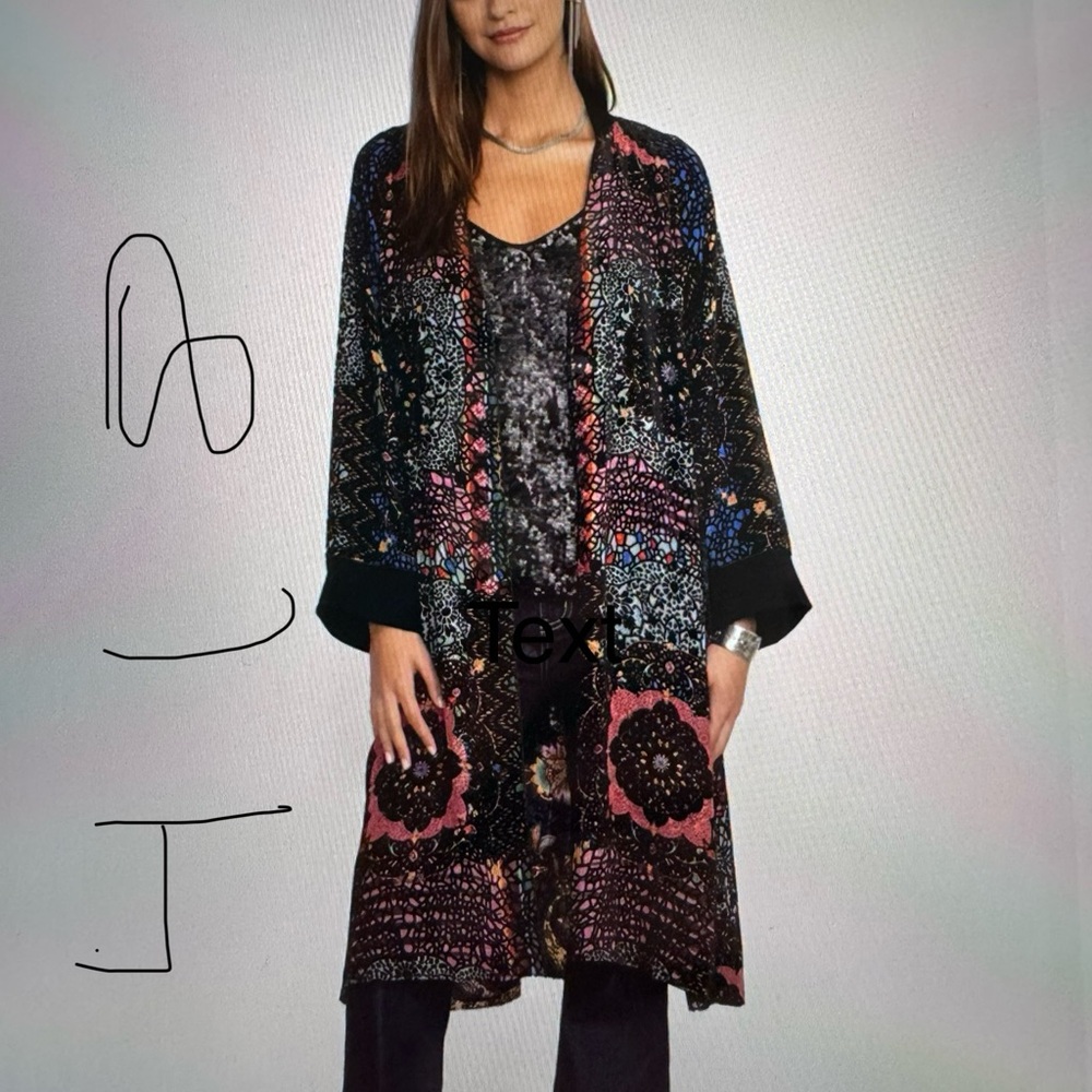 Johnny Was Multicolor Embroidered Jacket